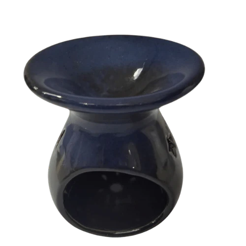 CERAMIC OIL BURNER FOR POOJA - DARK BROWN