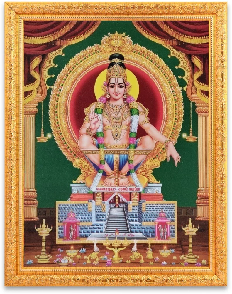 HINDU GOD PHOTO A4 SIZE WITH FRAME - AYYAPPAN