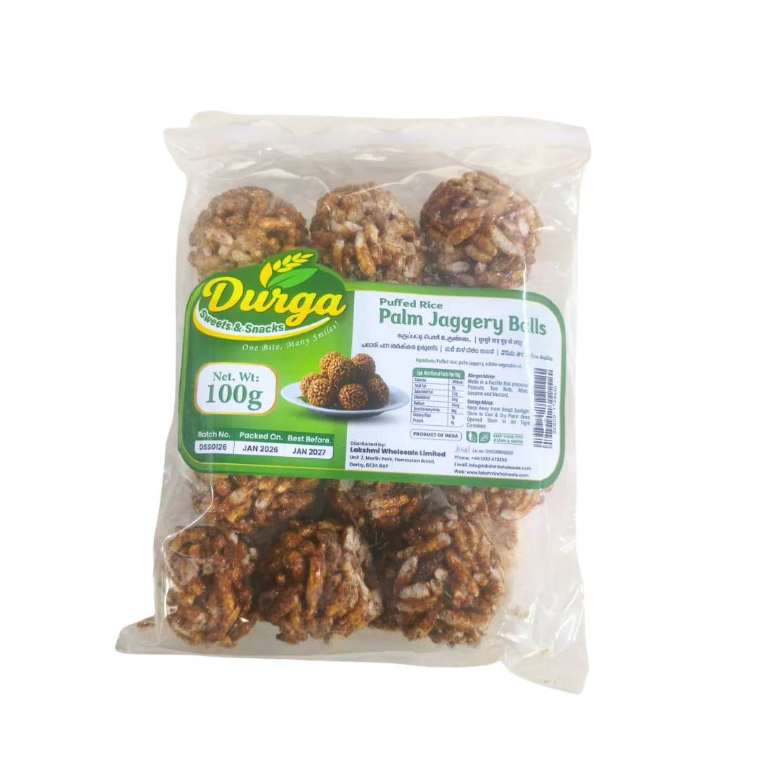 DURGA SWEETS & SNACKS KARUPPATTI (PALM) PUFFED RICE BALLS 100G