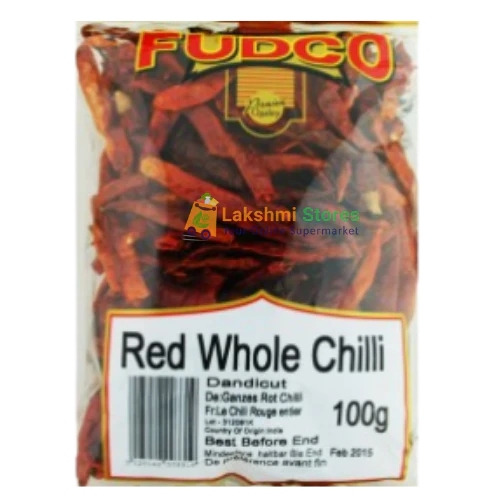 FUDCO WHOLE RED CHILLIES WITH STEM 100G