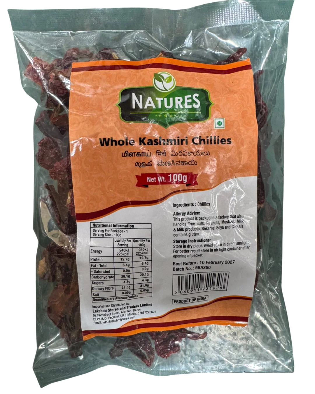 NATURES WHOLE KASHIRIMIRI CHILLI 100G